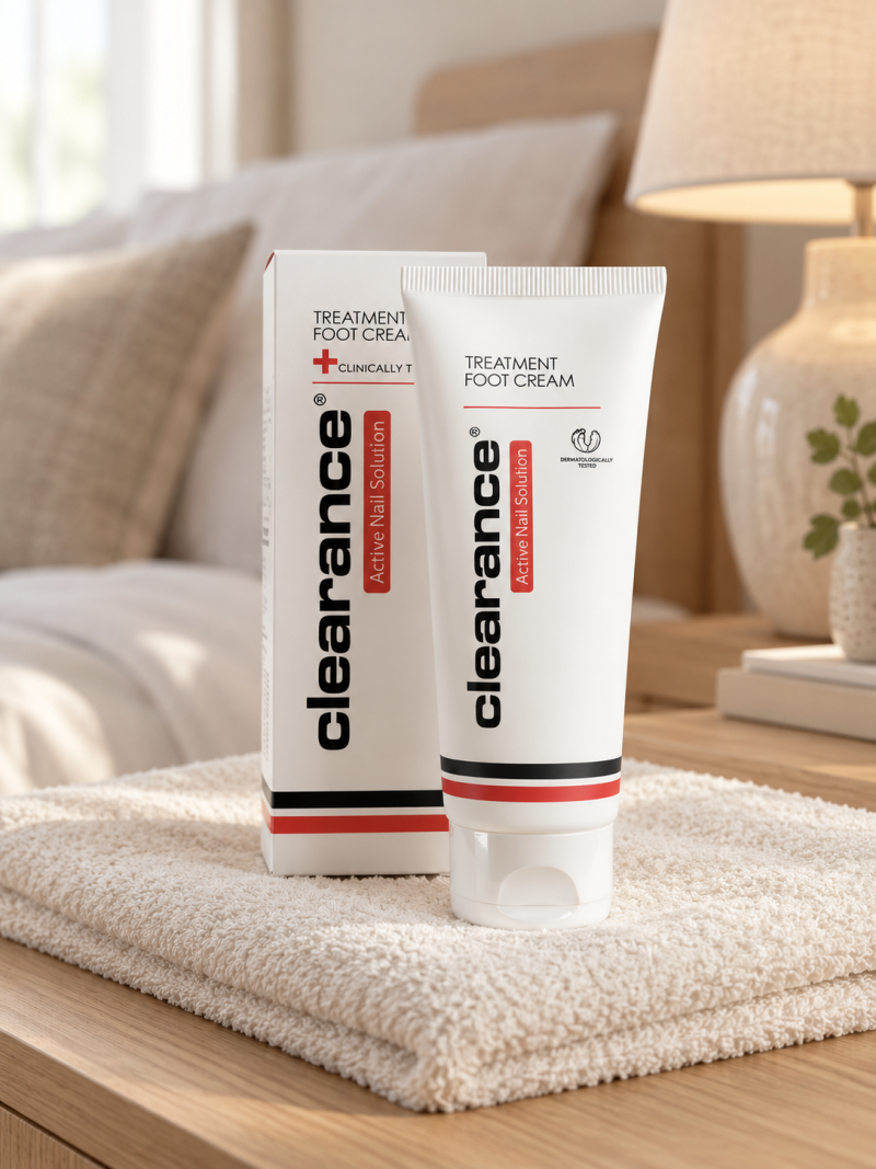 Clearance Treatment Foot Cream – pėdų kremas ir pakuotė namų aplinkoje